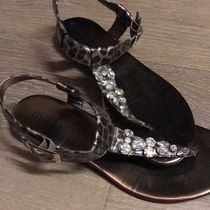 Guess leopard rhinestone sandals